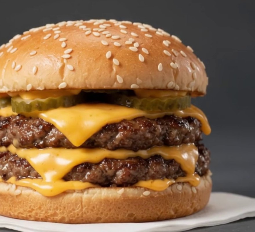 Free Throw Shot Burger, a double cheeseburger with pickles